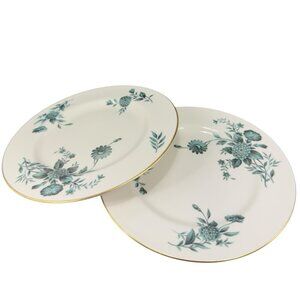Pickard Fine Porcelain Diana Dish Plate 8in Plates Dishes USA Green Ivory Set2